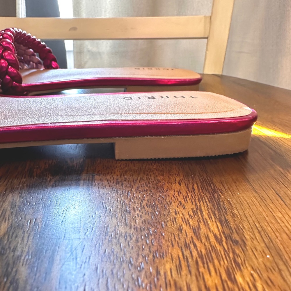 Torrid Slide Sandal Women 11WW Pink Metallic Braided Ombre Flat Summer - Picture 13 of 13